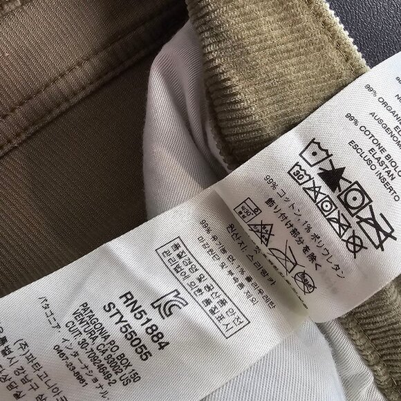 Patagonia Womens Fitted Corduroy Pants 55055, Organic Cotton, Green Khaki, Sz 28 - Picture 7 of 10
